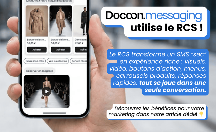Illustration de la plateforme Docoon.messaging avec la fonctionnalité RCS