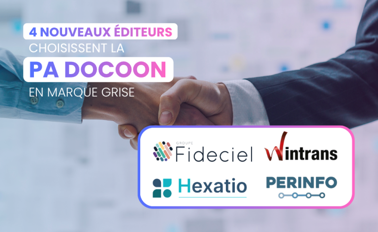 Illustration : 4 éditeurs : Fideciel, Hexatio, Urios et Perinfo choisissent la PA Docoon en marque grise.